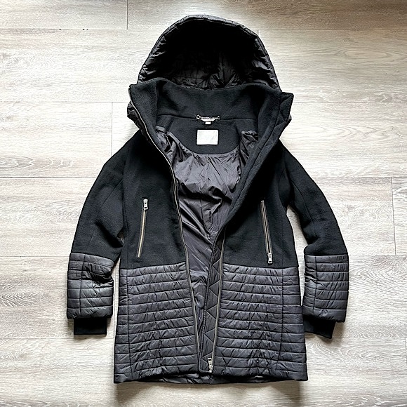 SOIA & KYO โข Mixed Fabric Winter Jacket Coat โข Size XS โข Puffer + Wool - Picture 5 of 16